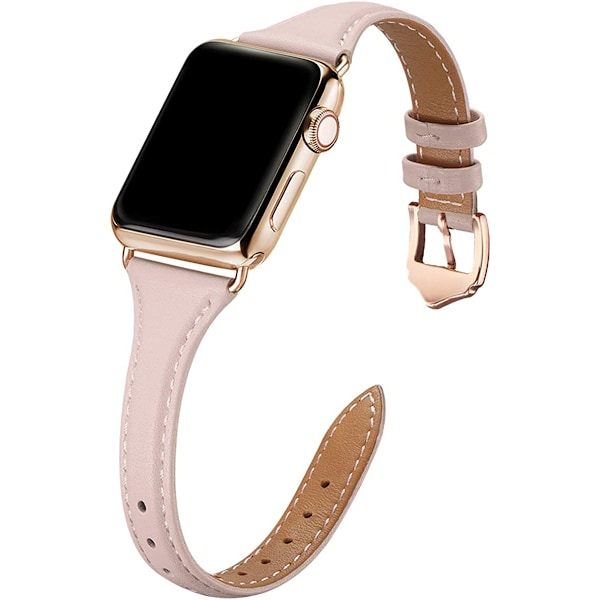 Läderband Kompatibla med Apple Watch Band 38mm 40mm PinkSand/Gold 42mm 44mm 45mm 49mm