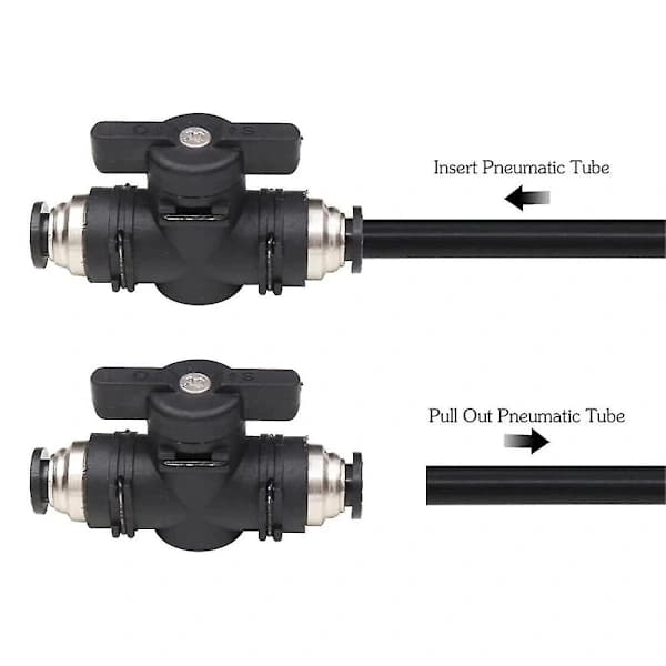 6 mm Push Connect kugleventil 6 mm luftstrømsreguleringsventil Hurtigforbindelsesventil Rørfittings 3-pak