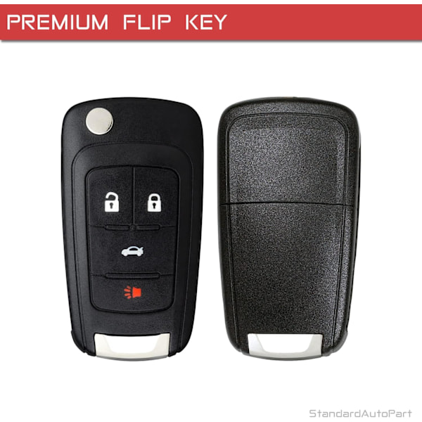 4-knapps fällbar nyckelbricka kompatibel med Chevy Cruze Equinox Sonic Malibu Impala Camaro Terrain Lacrosse Regal Verano Encore Allure O