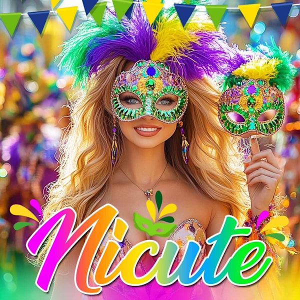 2025 Senaste Modell Mardi Gras Mask med Fjädrar Paljett Karneval Maskeradmask Venetianska Masker Accessoarer för Kvinnor