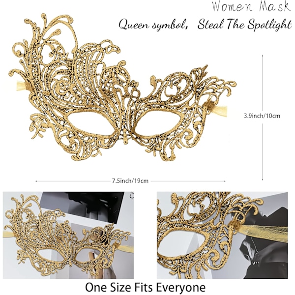 2025 Senaste Modell Maskeradmask för Kvinnor Spetsmasker Venetiansk Maskeradfest Kostymfest Halloween Karneval Passar för Vuxna,