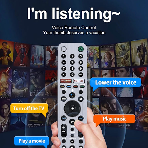 2025 Senaste Modell RMF-TX600U Röstfjärrkontroll Ersättning för Alla Sony Smart TV XBR/KD/XR Serier X750H X75CH A9S Etc Fjärrkontroll VIT