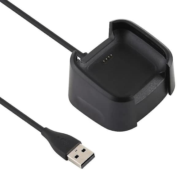 Til Fitbit Versa 2 Oplader Dockingstation Base Stand Holder med 1m Opladerkabel (Sort)