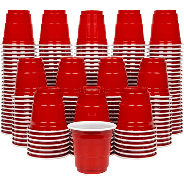 2 oz Plastskottglas - [200-pack] Mini Partyglas, Röd Röd