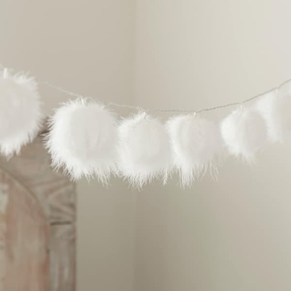 4fun 10 LED ljusslinga, fluffiga bollar, timer, batteridriven, inomhus