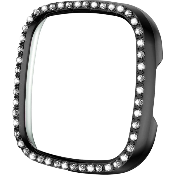 [1-pack] Hård stötfångarram för Fitbit Sense/Versa 3 - glänsande kristalldiamanter (svart)