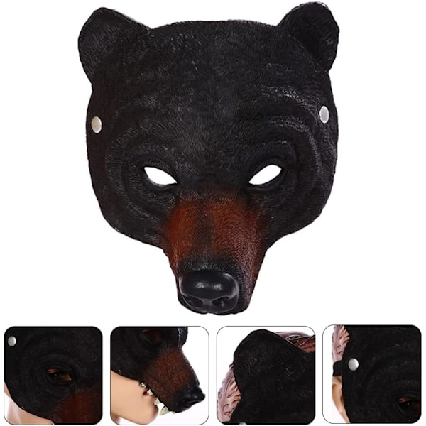 Djurmask Kaninöron Hatt Maskerad Björndräkt Rolig Karneval Party Cosplay Mask Kostymtillbehör Björnen 2 st