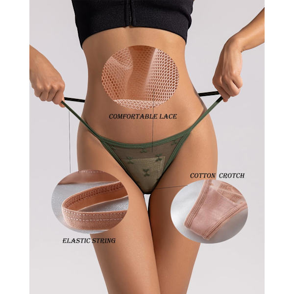 2025 Senaste Modell G-String Trosor för Kvinnor T-rygg Spets Utskurna Trosor Sexiga Låg Midja Underkläder Trosor 5-pack 5-pack Flerfärgade