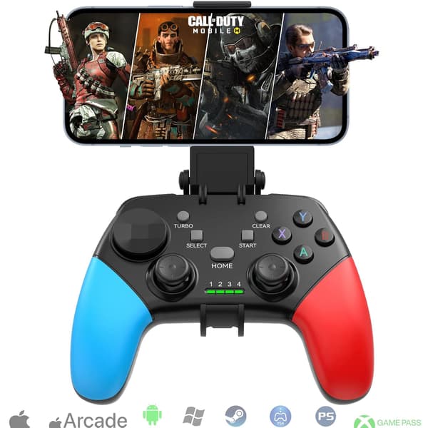 2025 Seneste Model Trådløs Mobil Gaming Controller Gamepad til iPhone/Android/iPad/PC/Switch/PS4/PC Joystick med Telefonholder, Understøttet