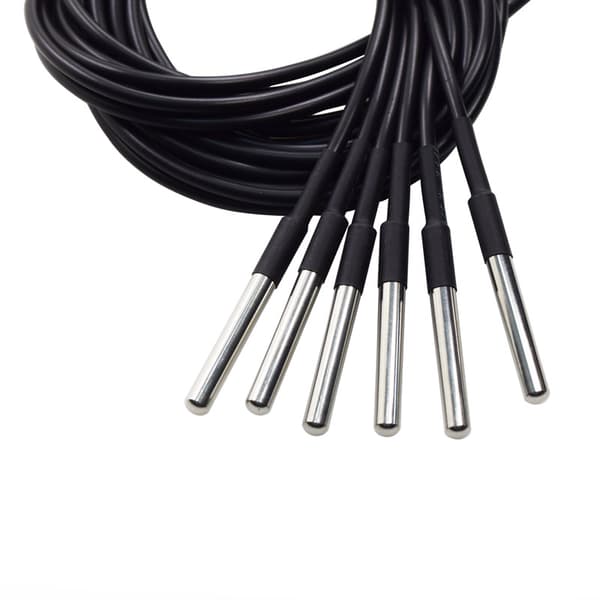 Vanntett DS18B20 digital temperatursensor, temperaturprobe i rustfritt stål, 1 meter, 6 stk.