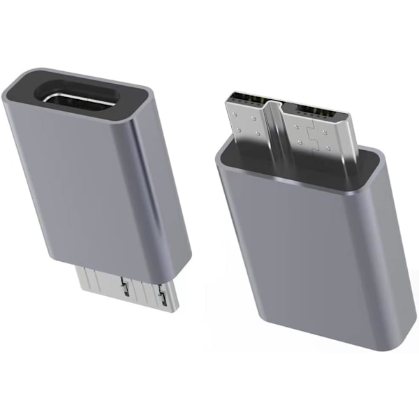 Högkvalitativ helt ny USB 3.0 Type-C Hona till Micro B Hane Adapter - 2-pack för Mobil Hårddisk Grå
