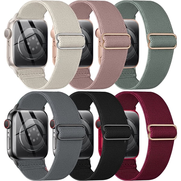 6-pack elastisk nylon för Apple Watch -band 6pcs 4 45mm/44mm/42mm/49mm