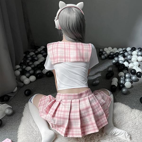 2025 Senaste Modell Skolflicka Outfit Anime Underkläder Japansk Koreansk Skoluniform Sjömansrutiga Kostymer Rosa