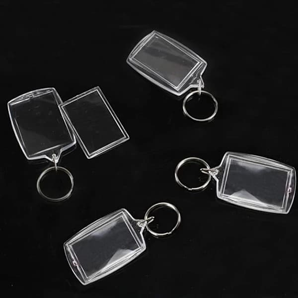 25 fotonyckelringar, DIY transparenta rektangulära fotonyckelringar
