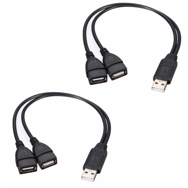 USB-delare, USB-laddningskabel, USB A 2.0 hane till dubbla USB