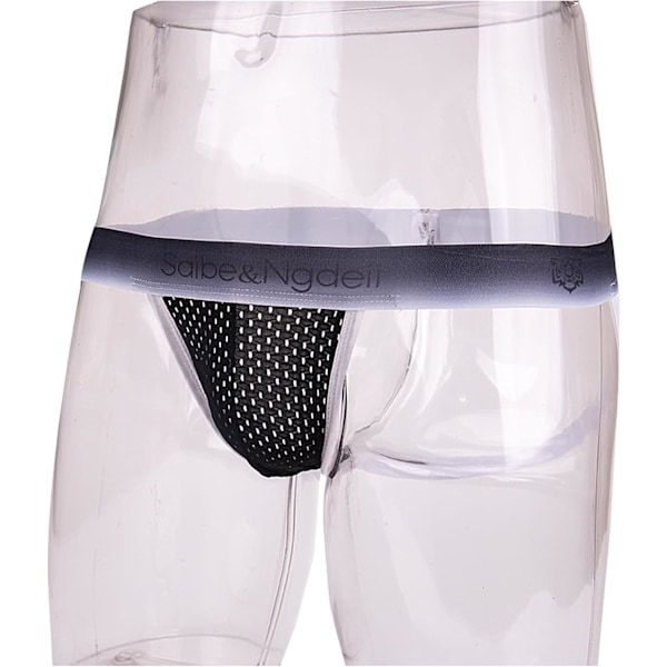 2025 Senaste Modell Herrkalsonger Jockstrap Sexiga Mesh Jock Strap Andningsbara Atletiska Stöd Elastiskt Midjeband Tanga Svart X-Large