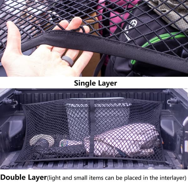 Højelastisk lastnet til pickup trucks, enkeltlags elastisk net til lastkasser, fast net til bagage. Double layer 120x120CM
