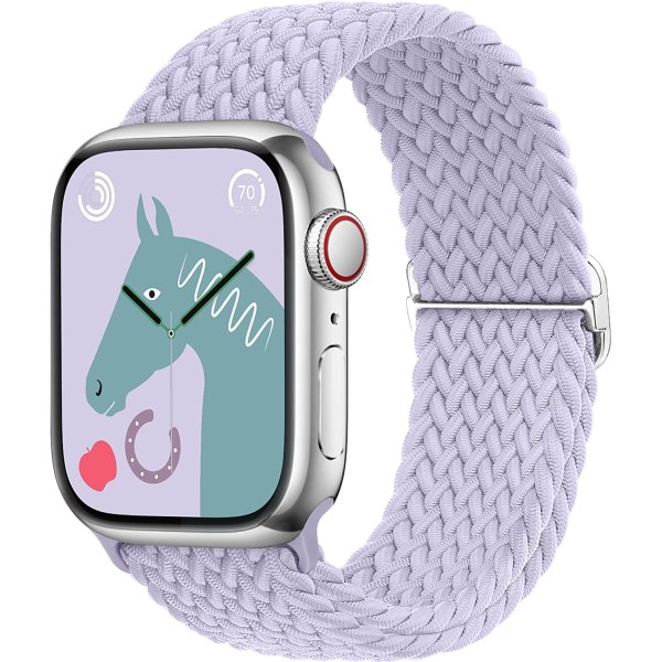 Flätat stretchigt justerbart klockarmband för Apple Watch Purple Fog 42MM/44MM/45MM/49MM