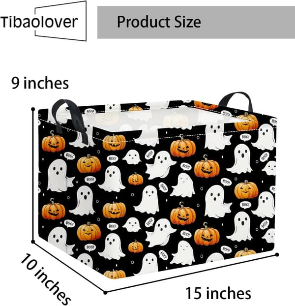 Halloween-kurv Søde kurve til børn Græskarkurv Rektangulær opbevaringskasse Organizer Boks Værelsesindretning (Sort Spøgelse)
