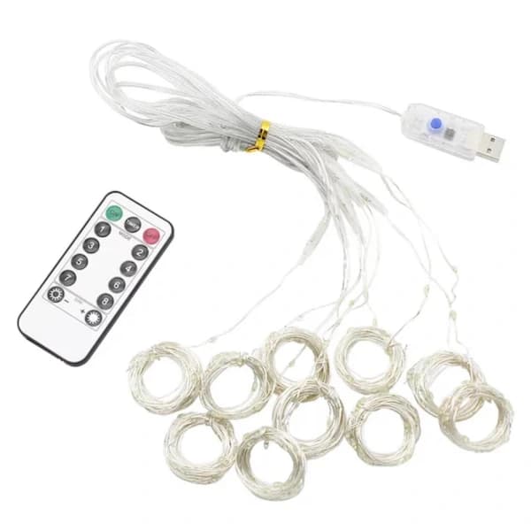 -driven LED-gardin - Varmt Ljus Transparent