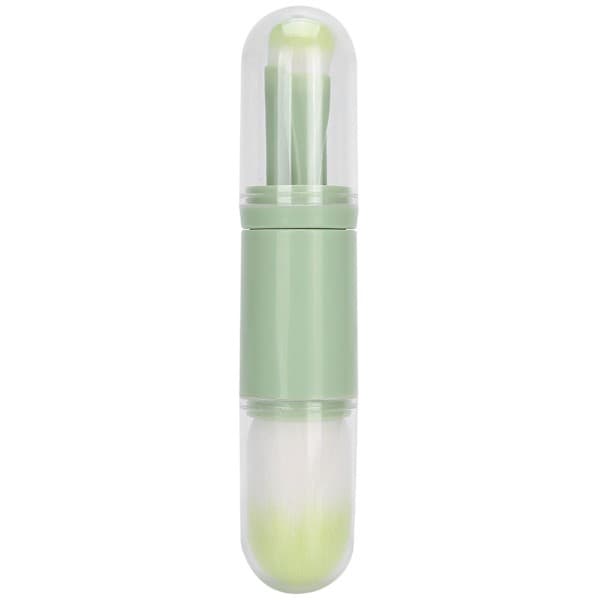 Sminkborstset, nageldammborste, infällbart bärbart lock, fiberborste, grön