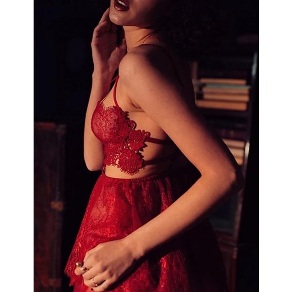 2025 Senaste Modell Underkläder för Kvinnor Spets Babydoll Chemise Sexig Högmidjad Nattlinne Sovkläder Set