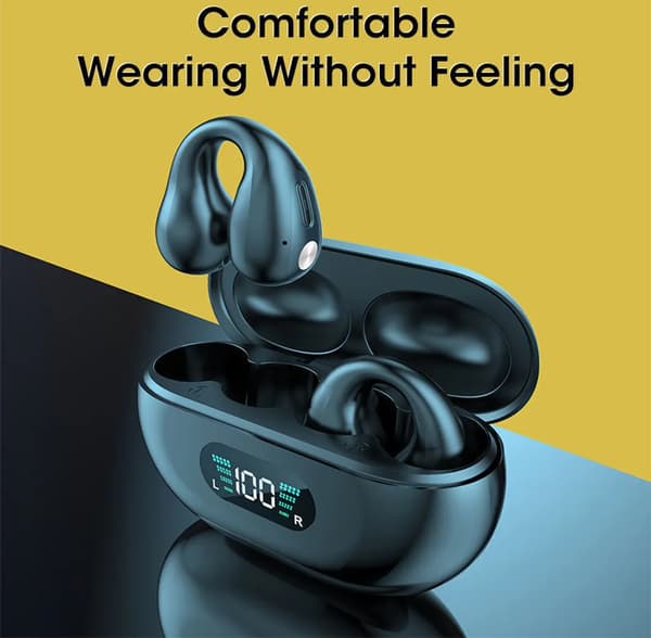 Trådløse Open-Ear Hovedtelefoner Bluetooth 5.2 Sort