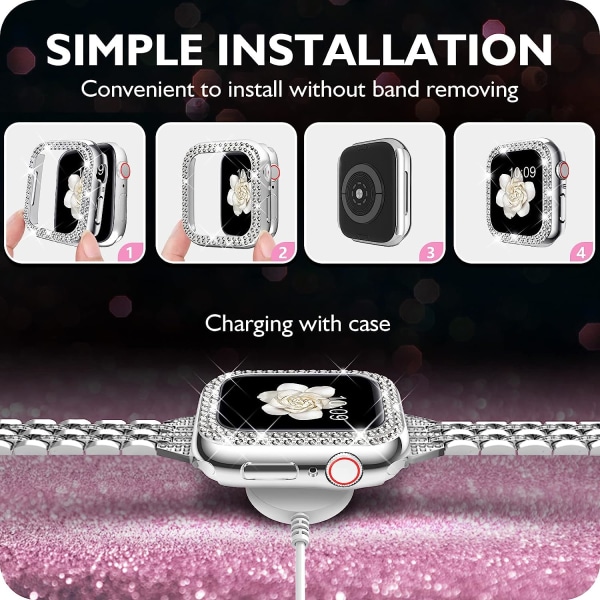 Kompatibel för Apple Watch 41 mm case Bumper Cover Ultra Series 8 7 6 Silver 41mm