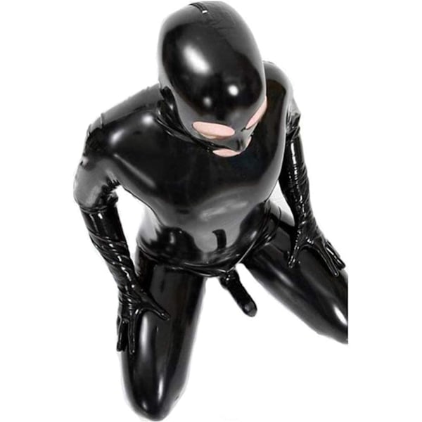 2025 Senaste Modellen Herr Svart Blank Lackläder Catsuit Helkropp Herr Sexig Latex Tajt Dragkedja Jumpsuit Gummi Kläder 3X-Large