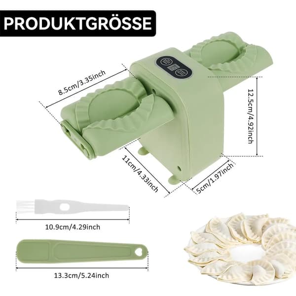 Dumplingmaskin, helautomatisk elektrisk dumplingmaskin, USB-lading, dobbelthodedesign, ett-trykks dumplinglaging.