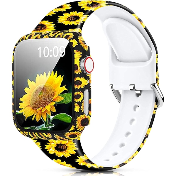 Silikonarmband med blommigt mönster och fodral SunFlower 40MM