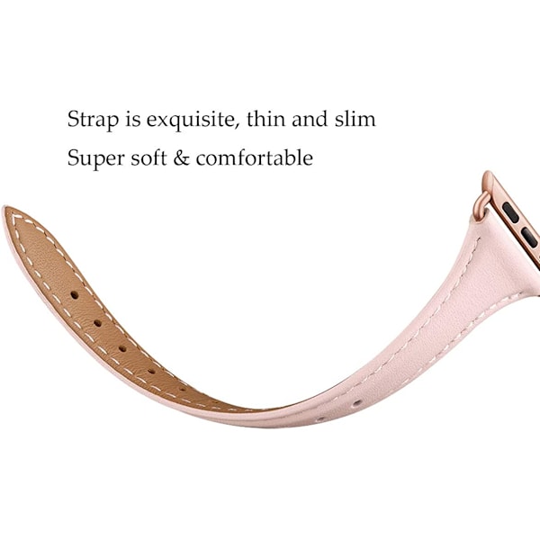 Läderband Kompatibla med Apple Watch Band 38mm 40mm PinkSand/RoseGold 42mm 44mm 45mm 49mm