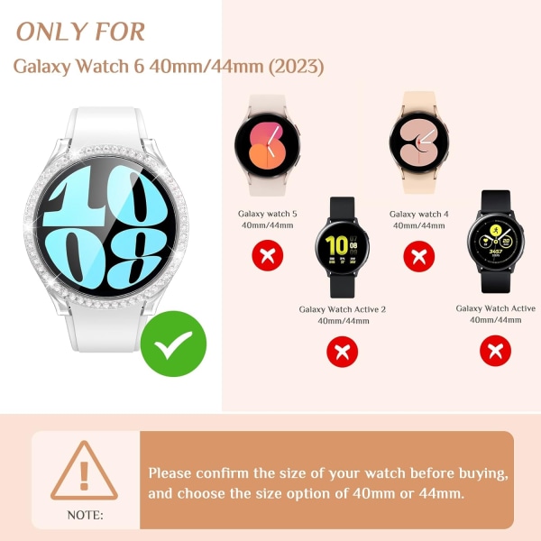 3-Pack Bling Case för Samsung Galaxy Watch 6 Skärmskydd 40mm,