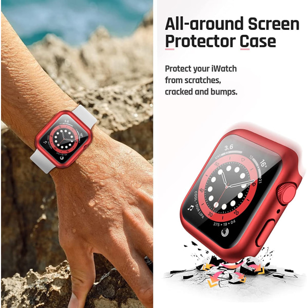 Vattentätt fodral till Apple Watch Series 8Series Red 45mm