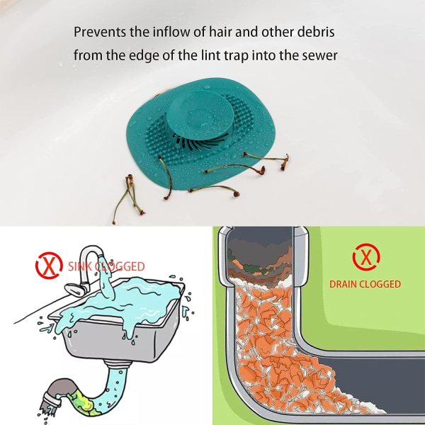 Avloppsskydd för hårfångare i silikon (4 delar - orange, blå, grön, gul)