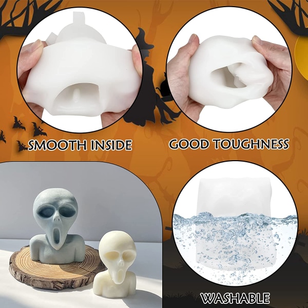 Skrikspöke Ljusform Halloween Resin Gjutning Silikon Scream Ghost Face