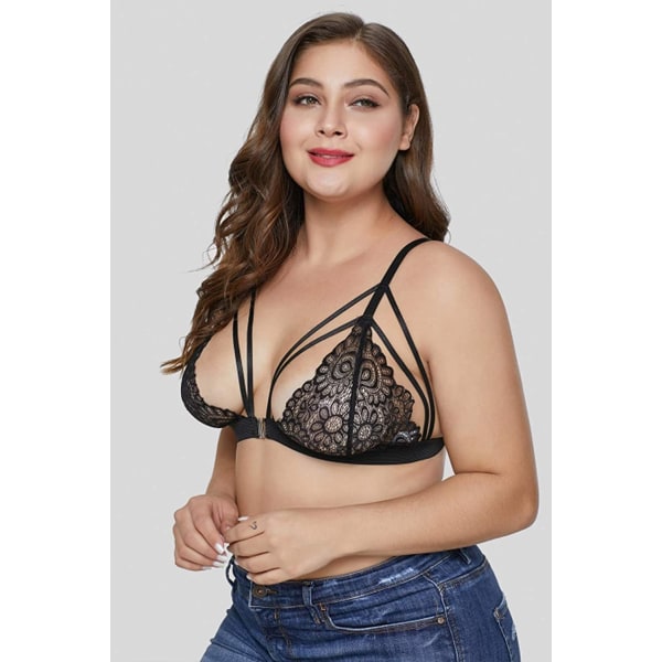 2025 Senaste Modell Plus Size Sexig Bralette Underkläder för Kvinnor Blommig Transparent Spets BH Topp