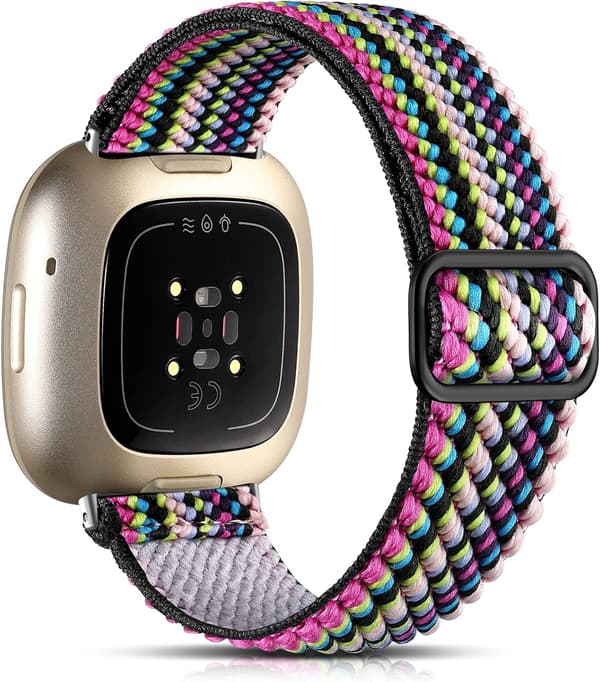Nylon Stilfuld Vævet Rem til Fitbit Versa 3/Sense - Regnbue