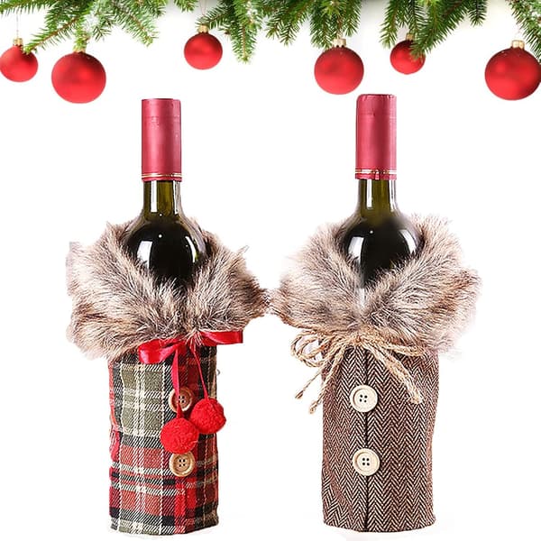 Julvinflaskskyddspåsar - Julflaskrockdesign