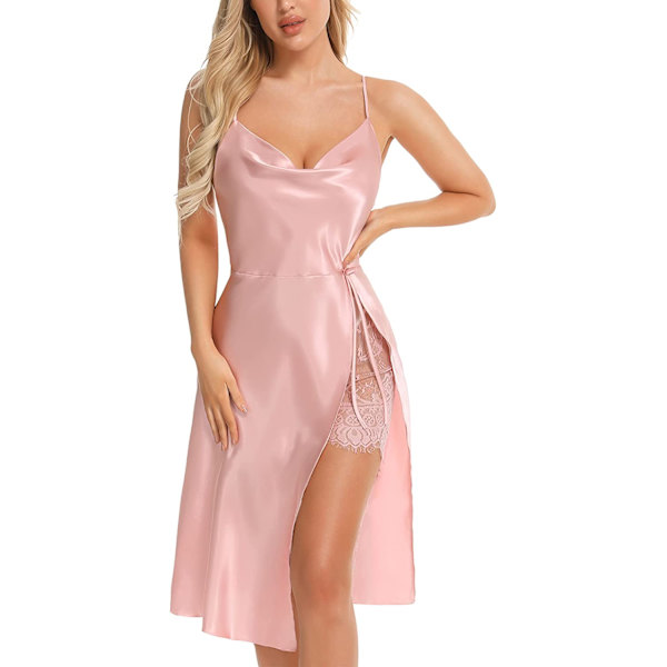 2025 Senaste Modellen Nattlinne för Kvinnor Satin Underkläder Chemise Sexiga Sovkläder Hel Klänning