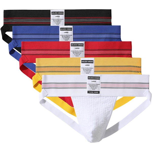 2025 Senaste Modell Herr Jock Strap Kompression Atletisk Stöd Jockstrap Underkläder med Brett Band B1-flerfärgad(5-pack)-ak7004 Large