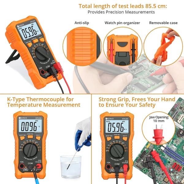 2025 Seneste Model 6000 Tællinger Digitalt Multimeter med NCV og TRMS Auto Range Multimeter til AC/DC Spænding & Strøm, Modstand, Kapacitans,