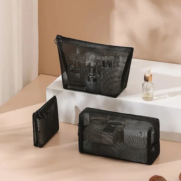 Mesh Gennemsigtige Kosmetiktasker Små Store Sorte Makeuptasker Bærbare S