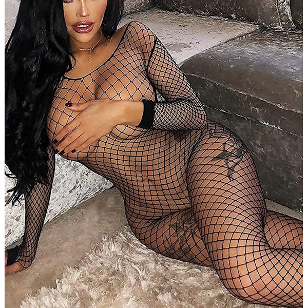 2025 Senaste Modell Dam Sexig Nät BodyStocking Fisknät Underkläder Långärmad Bodysuit Heldräkt