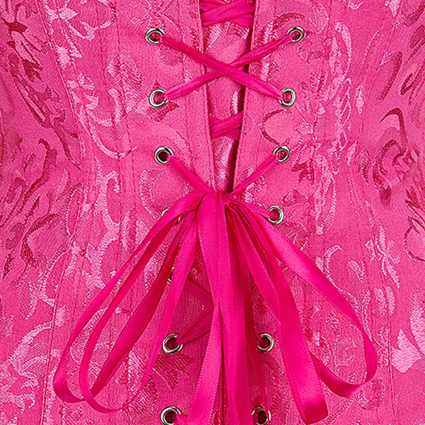 Korsett Top Dam Plus Size Korsetter Vintage Floral Lace Up Rose Red 3XL