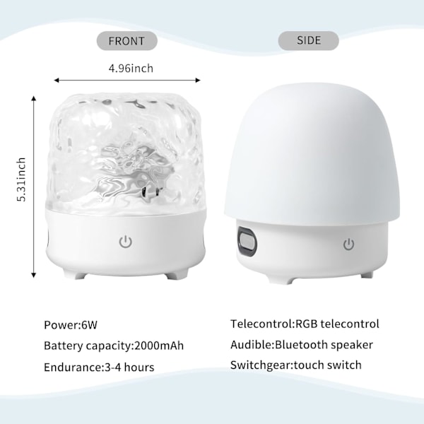 Norrsken Ocean Wave Projektorlampa med Bluetooth-högtalare, 16 färger Galaxprojektor med fjärrkontroll, Stjärnprojektor Sladdlös Gåva