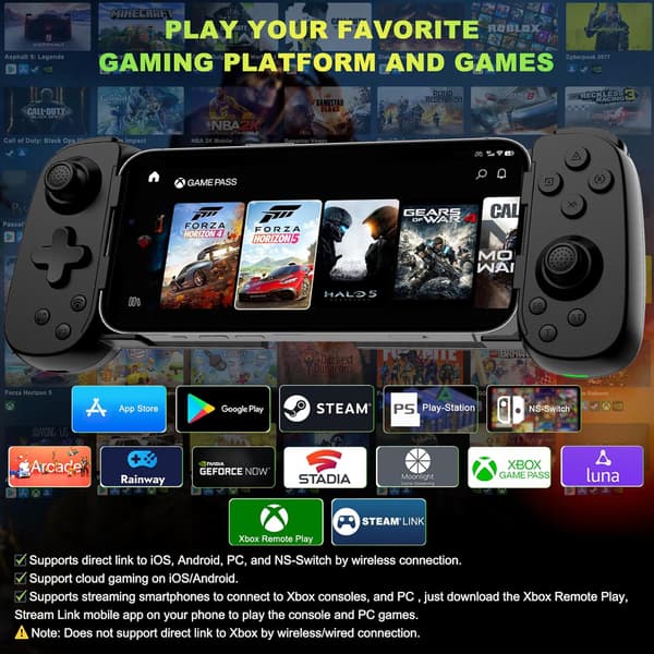 2025 Senaste Modell Telefon Spelkontroll för iPhone/Android/PC/Switch, Trådlös, Spela COD, Genshin, Diablo, Stödjer Streaming på PS5/PS4/Xb