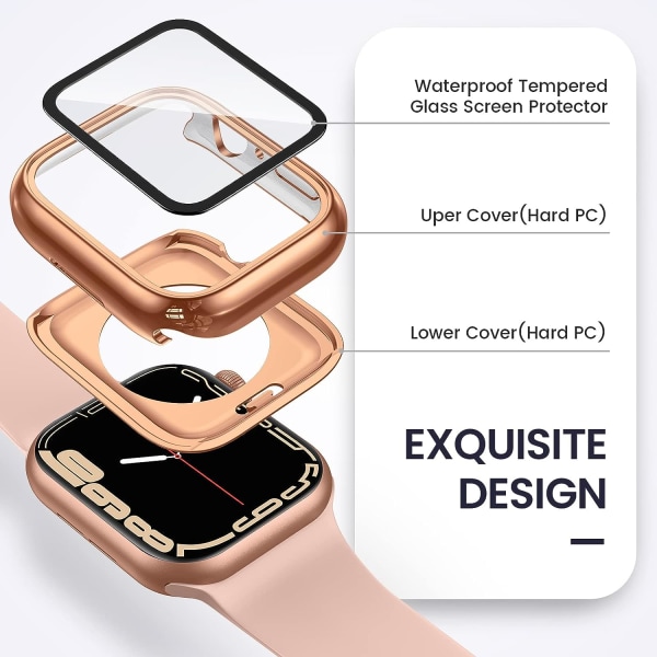 [2 i 1] Vattentätt skärmskydd för Apple Watch Pating/Rosegold 40mm