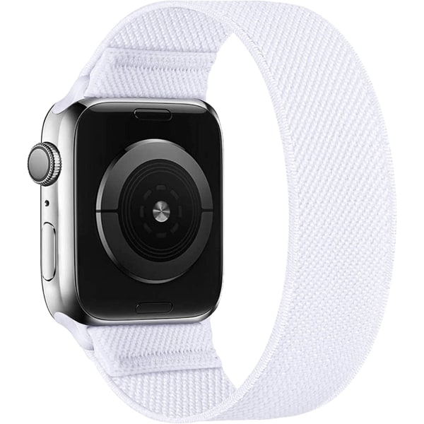 Stretchiga nylon solo loop-band kompatibla med Apple Watch White 42/44/45/49mm S