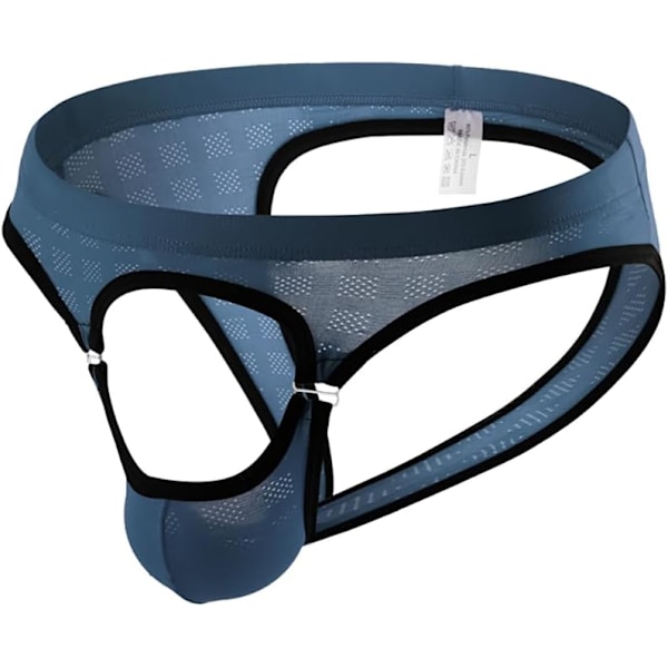 2025 Senaste Modell Herr Öppen Front Jockstrap Låg Midja Knäppning Triangelkalsonger Underkläder Underbyxor Ljusblå Medium